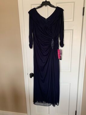 Alex Evenings Petite Size 8 Navy Formal Gown